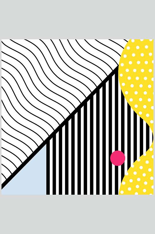 黄色圆点孟菲斯几何线条贴图图片