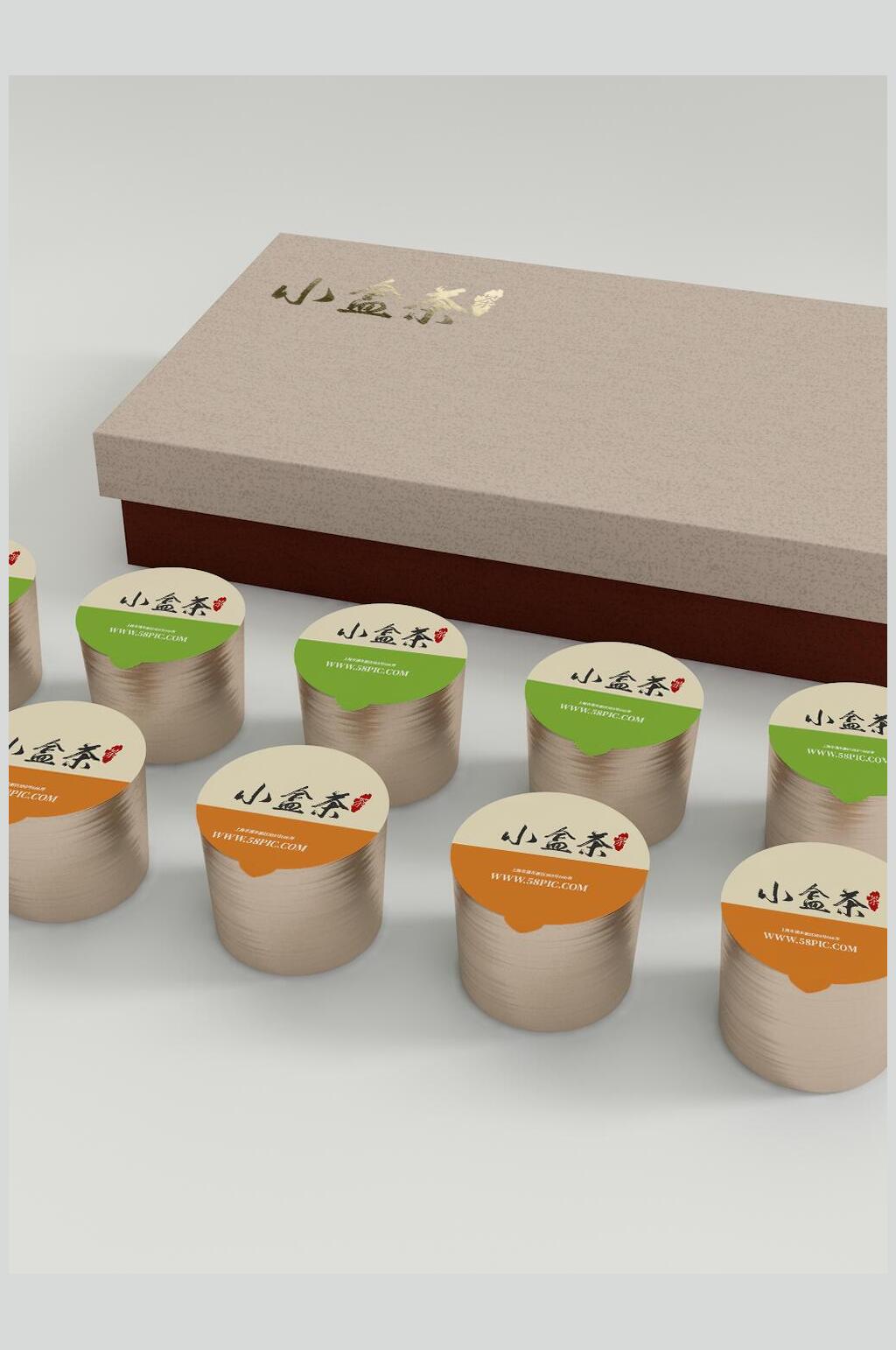 高端清新文艺茶叶品牌包装整套VI样机效果图素材