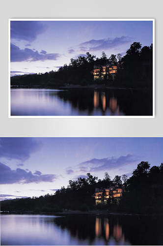夜空湖泊意境风景图片