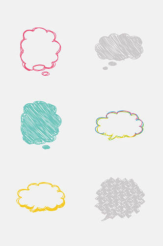 云朵手绘涂鸦对话框免抠元素素材