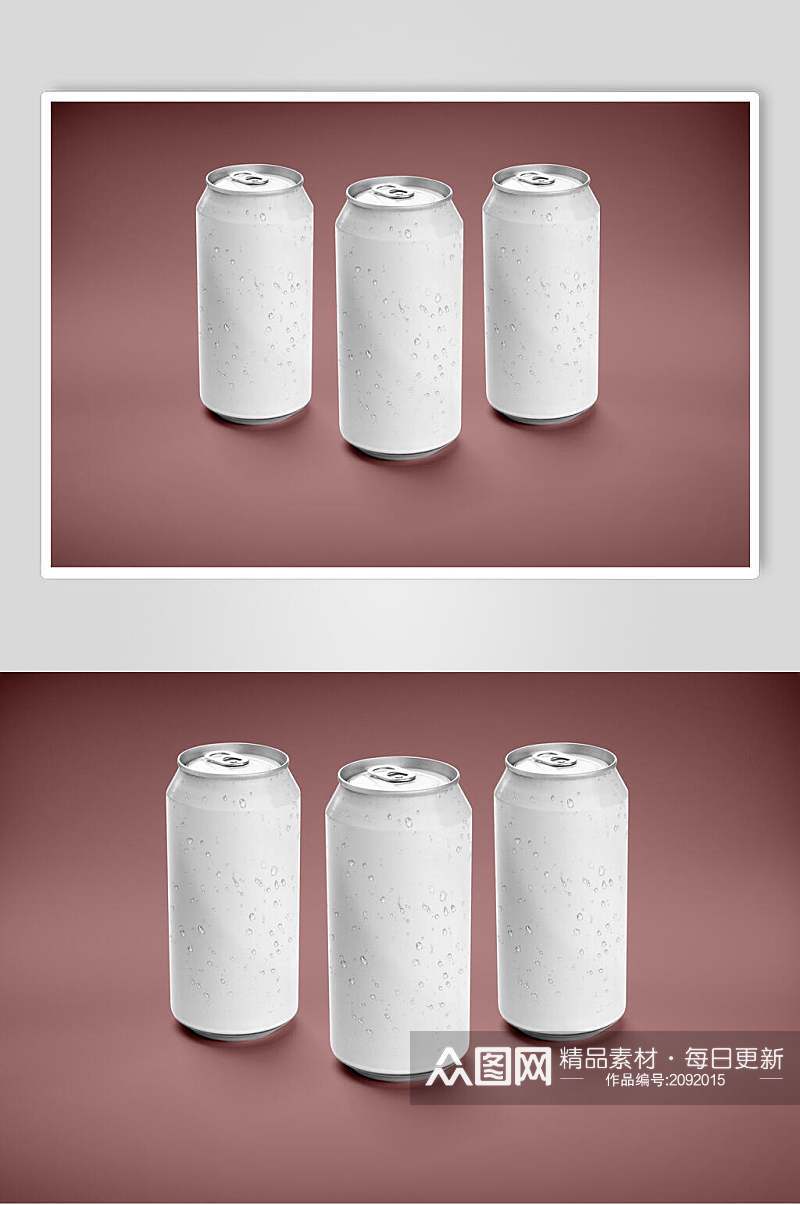 白色饮品铝制易拉罐包装样机效果图素材