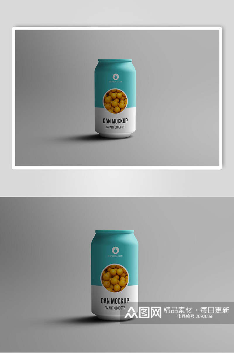 清新饮料铝制易拉罐包装样机效果图素材