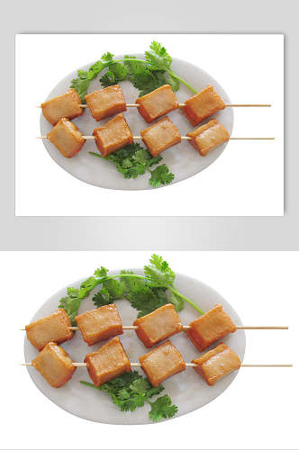 鱼豆腐炸串美食图片
