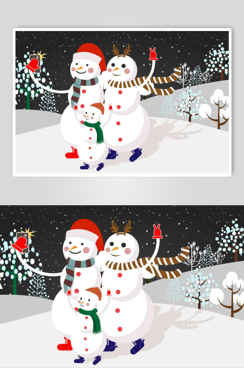 圣诞节堆雪人插画素材