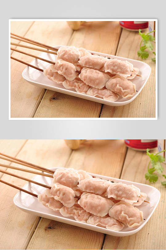 虾饺炸串美食摄影图片