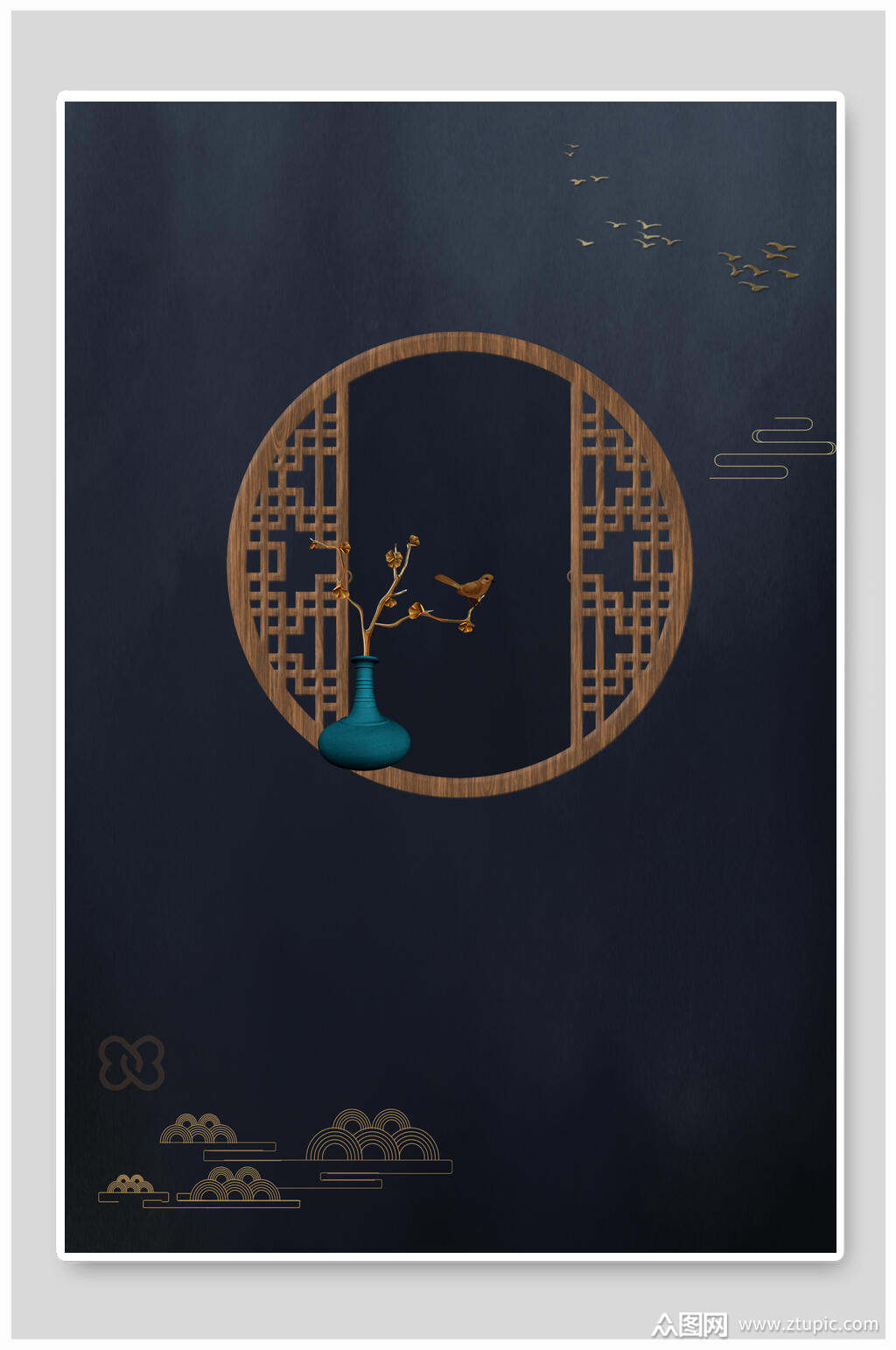 简约中国风意境房地产背景素材