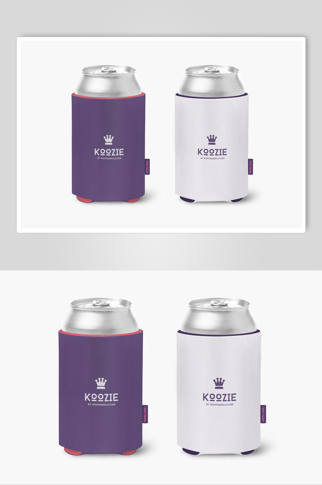 紫色铝制易拉罐包装标签LOGO展示样机效果图素材