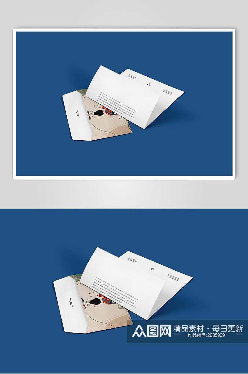 文创产品折页文件信封样机效果图素材