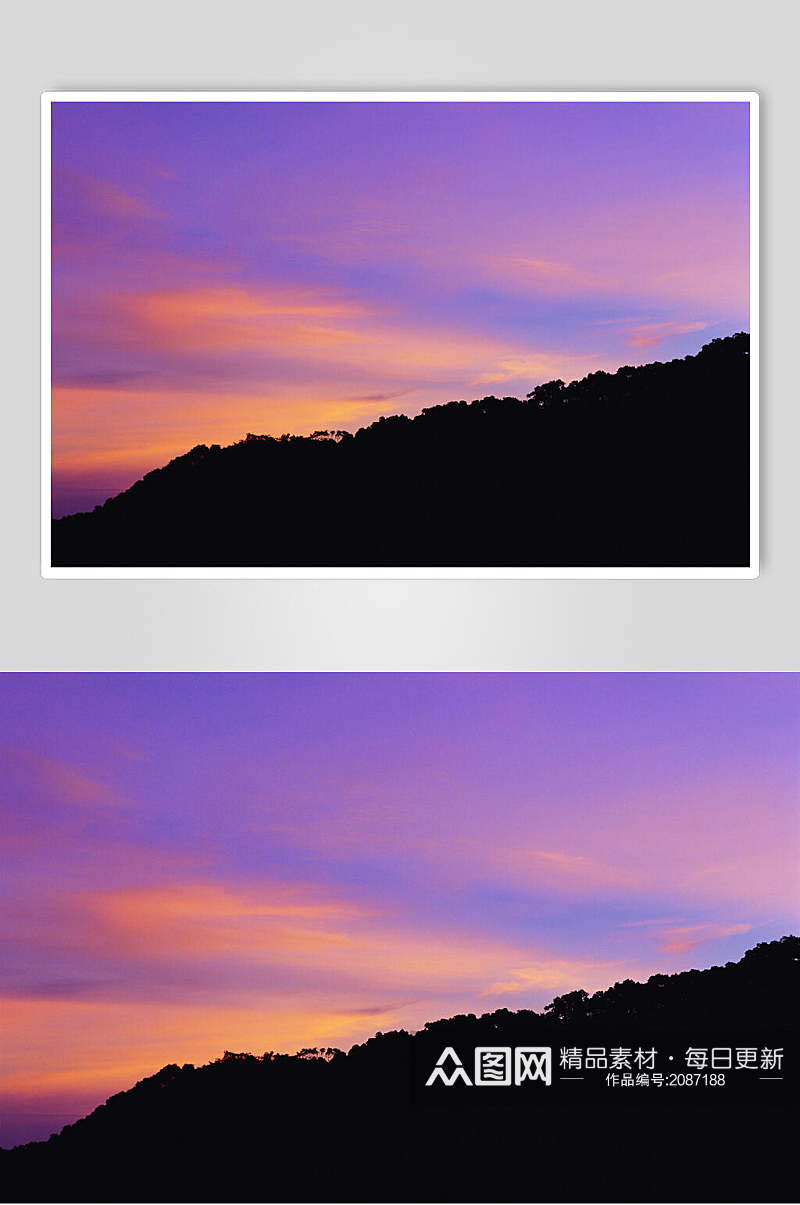 夕阳黄昏天空高山摄影图片素材