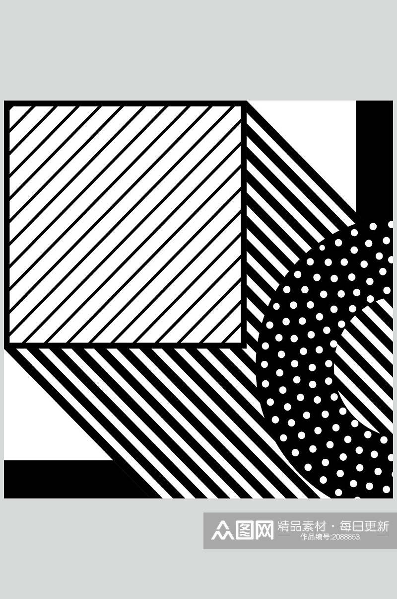 黑白孟菲斯几何线条贴图图片素材