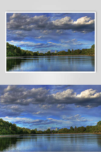 湖边倒影阴天乌云图片