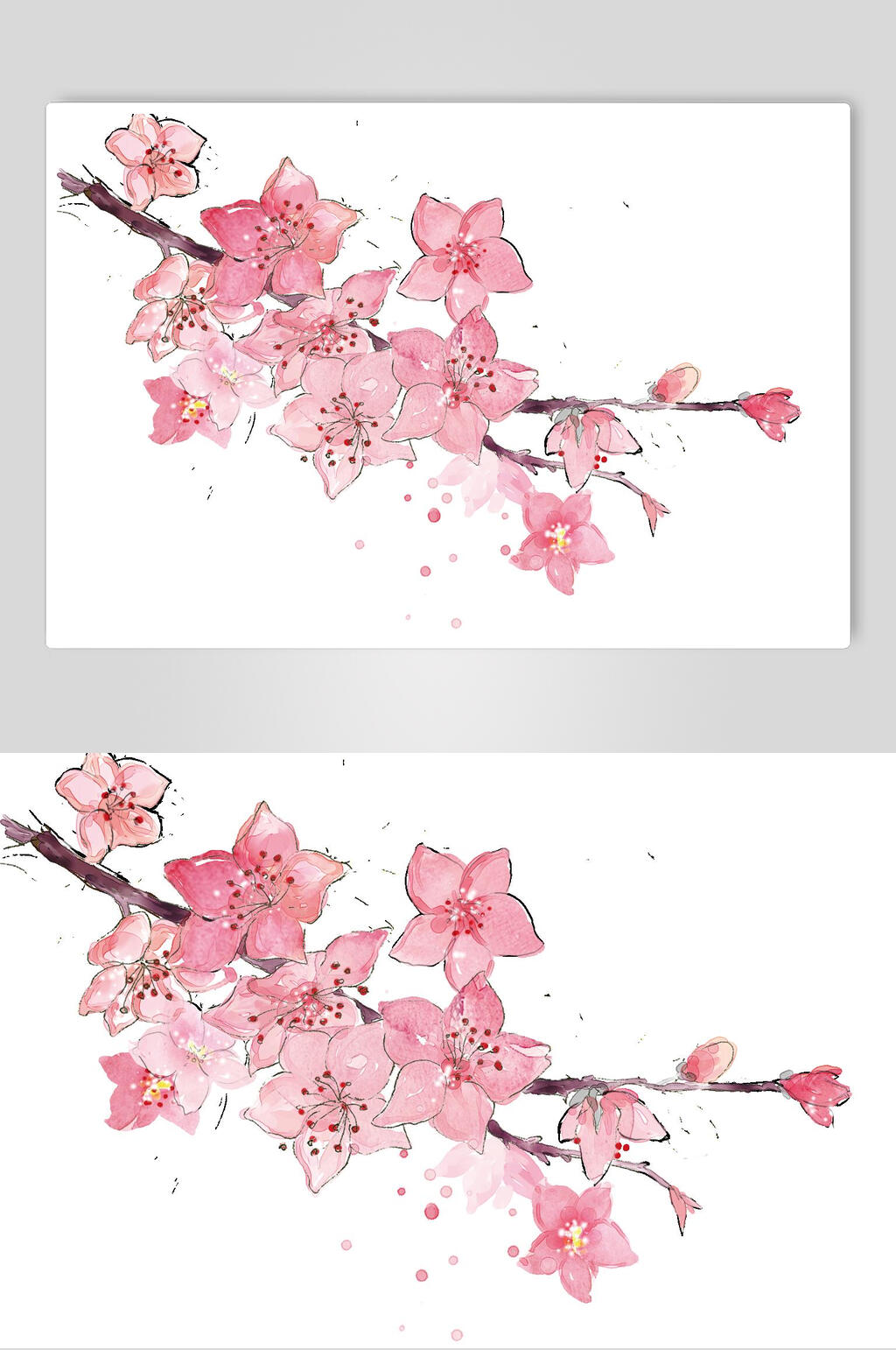 水彩唯美桃花素材素材