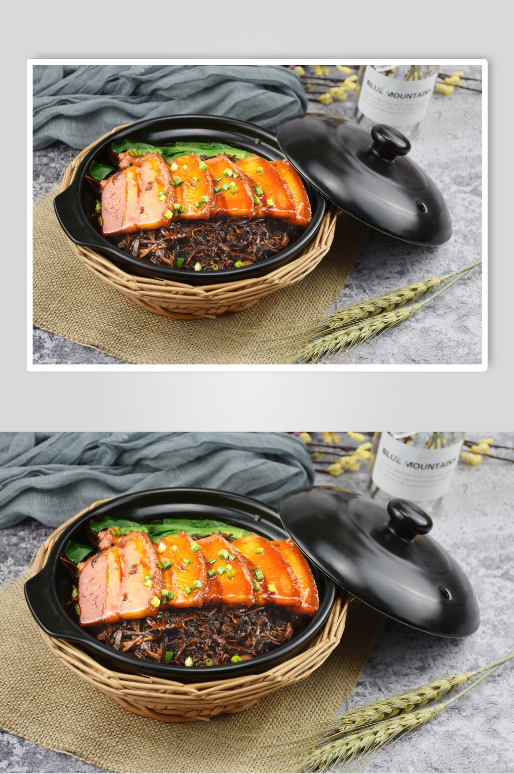 五花肉煲仔饭图片素材