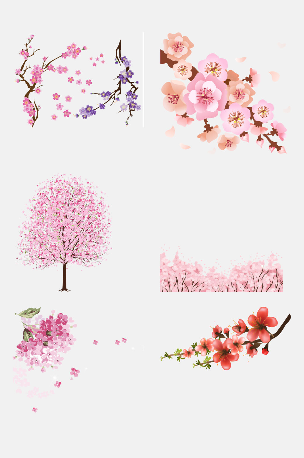 水彩花朵花海樱花免抠元素素材