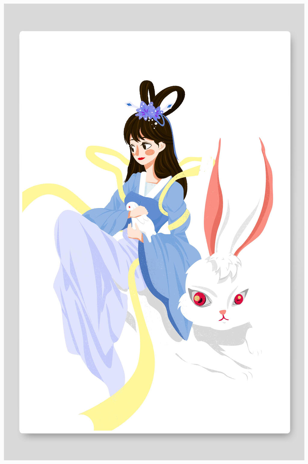 嫦娥玉兔中秋节插画素材素材