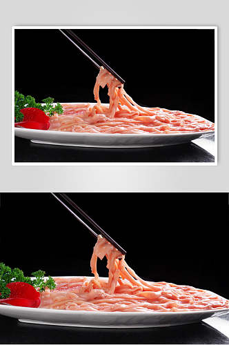 新鲜鸭肠火锅食料食物摄影图片