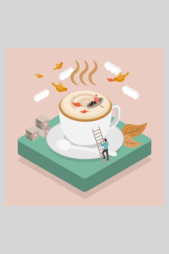 插画咖啡样机图片-插画咖啡样机设计素材-插画咖啡样机模板下载