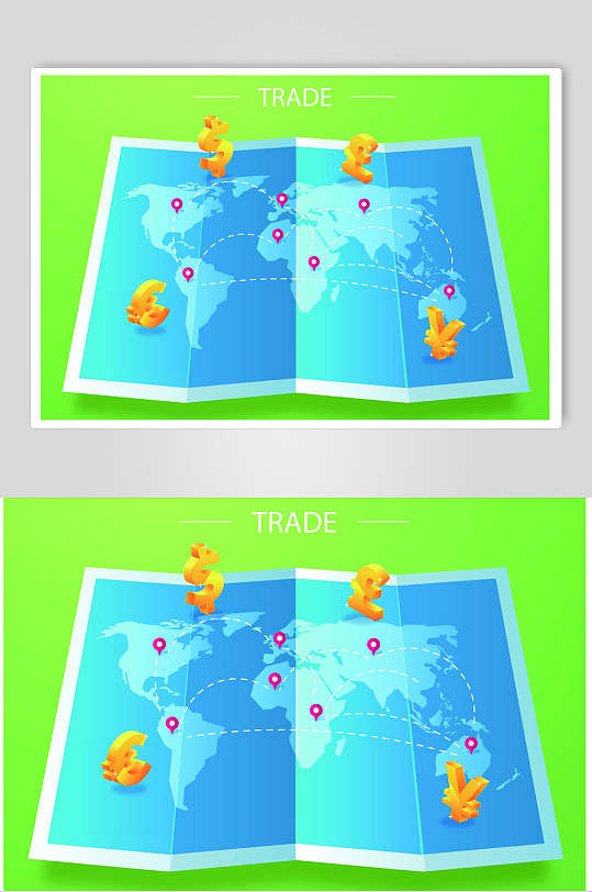 清新扁平化国际贸易背景地图素材