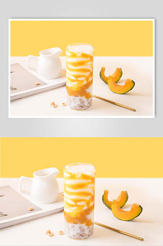 哈密瓜果汁奶茶食物高清图片