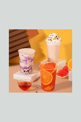 橙子黑珍珠奶茶摄影图片
