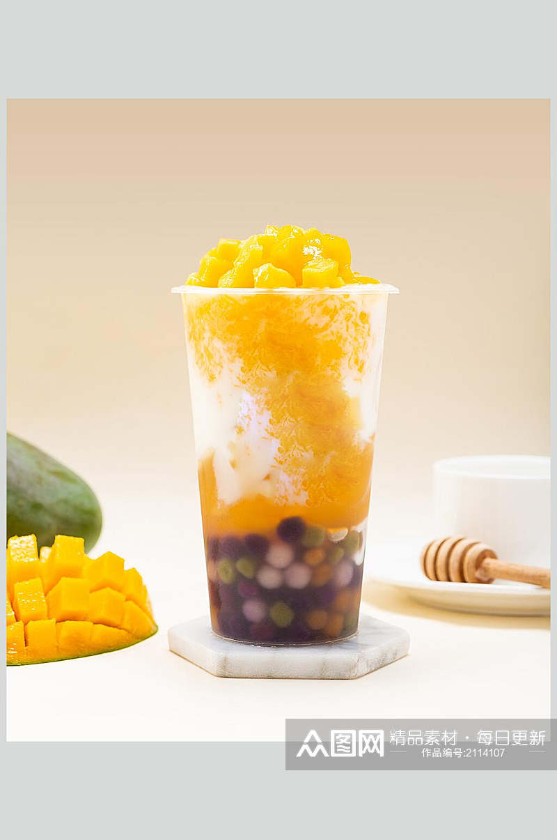 芋圆芒果果汁奶茶美食摄影图片素材