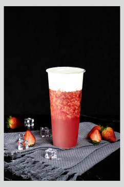 新鲜草莓果汁奶茶美食摄影图片