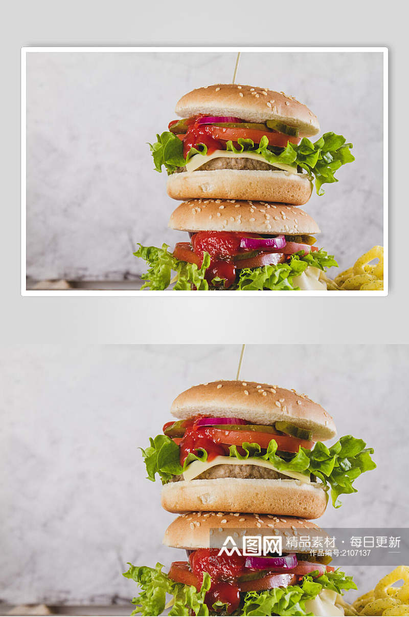 健康美味西餐汉堡炸鸡图片素材