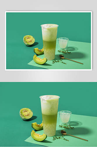 清新甜瓜果汁奶茶食品摄影图片