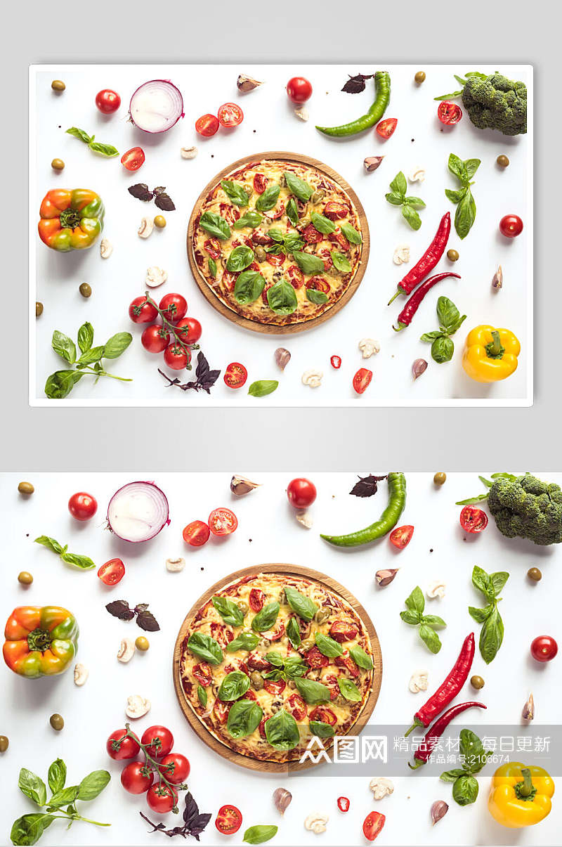 新鲜披萨食材食物摄影图片素材