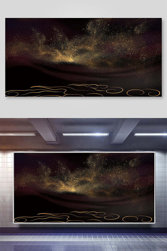 简约高档天空黑金背景