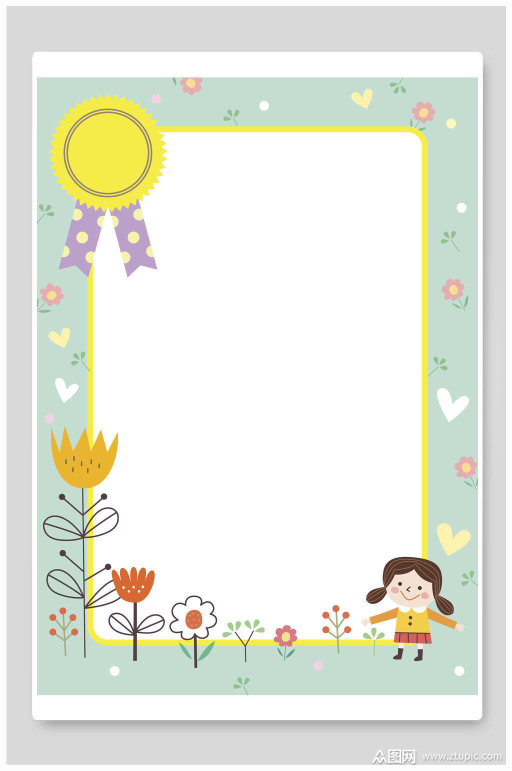 卡通人物儿童公告边框插画模板下载-编号2133725-众图网