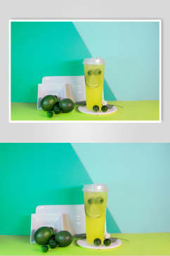 清新青柠果汁奶茶食品图片