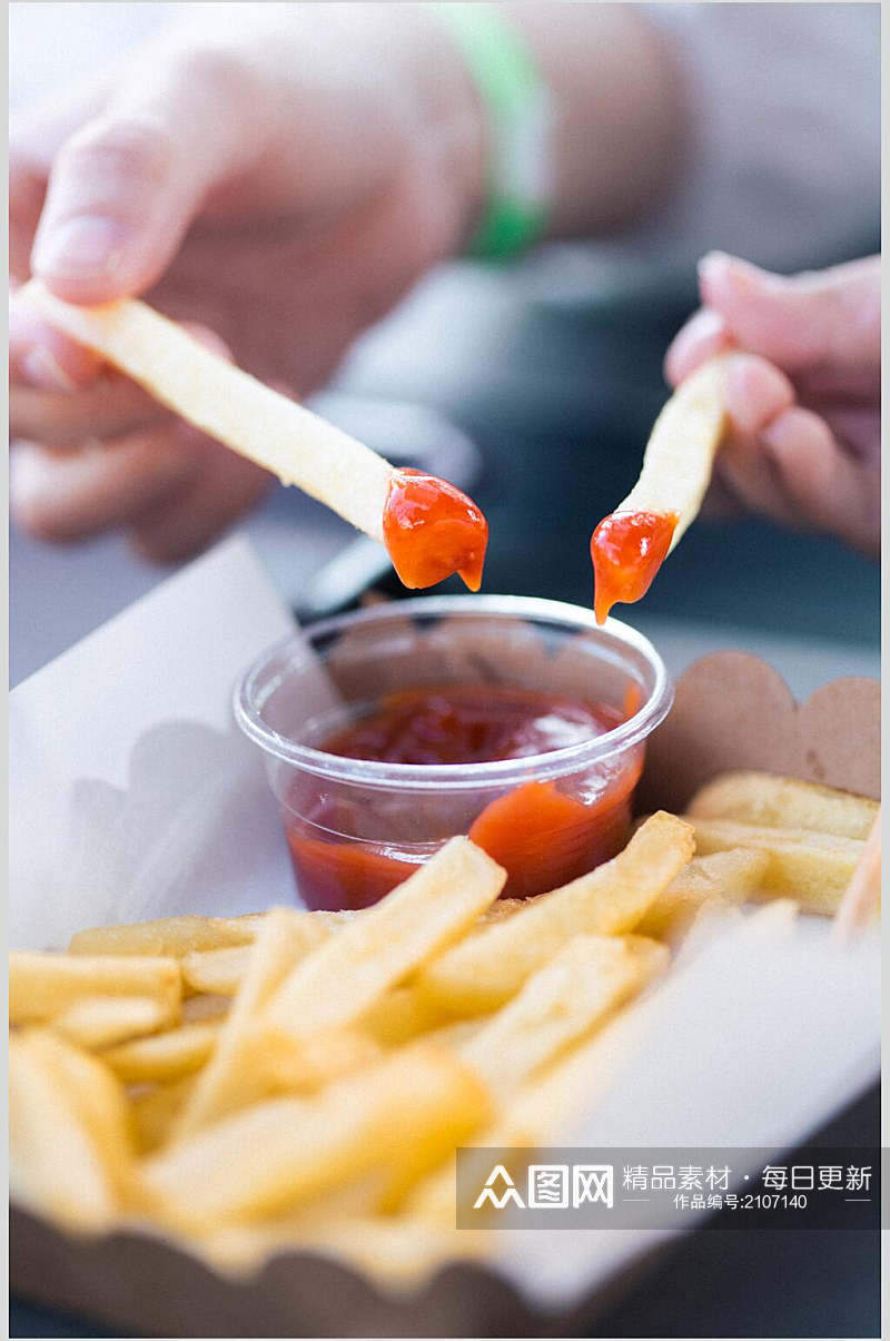西餐薯条番茄酱汉堡炸鸡美食摄影图片素材