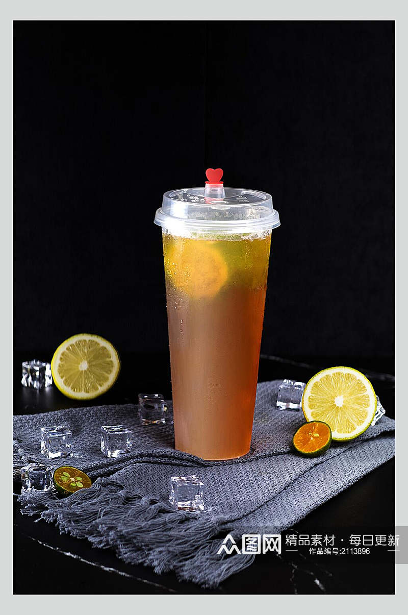 柠檬乌龙茶果汁奶茶食品图片素材
