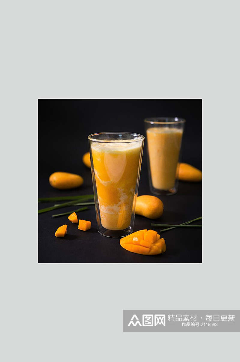 新鲜美味芒果奶茶食物高清图片素材