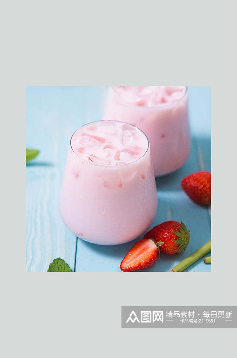 草莓奶昔奶茶食物摄影图片素材
