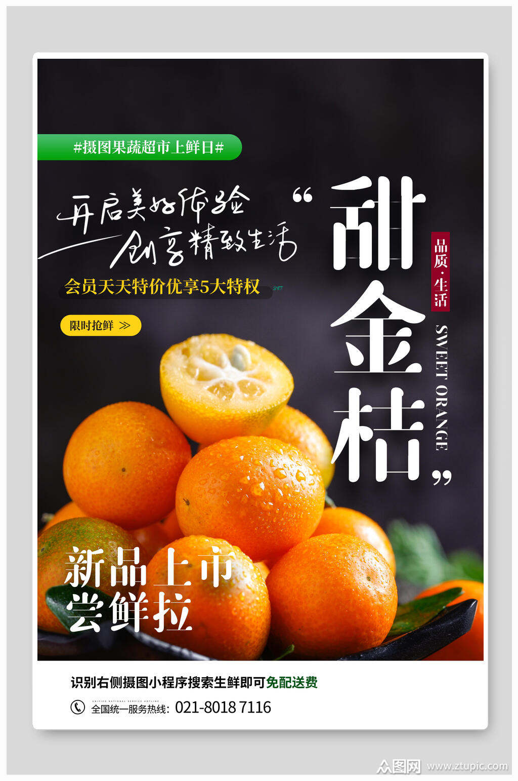 甜金桔水果海报素材