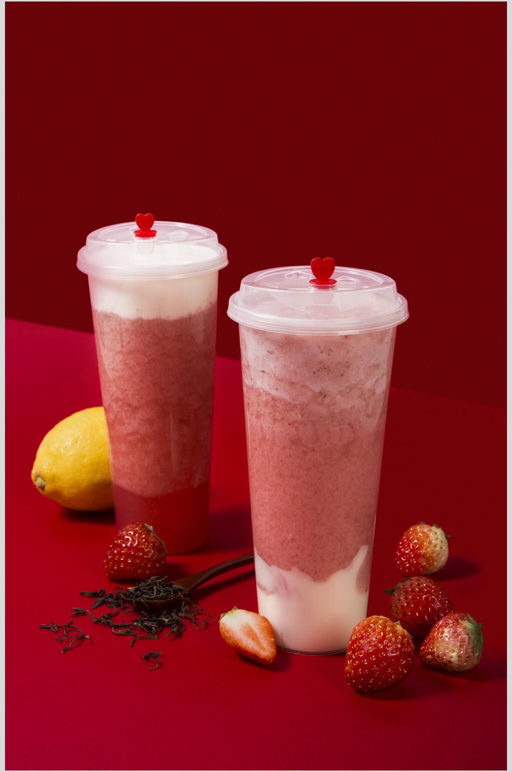 新鲜草莓水果果汁奶茶食物高清图片素材