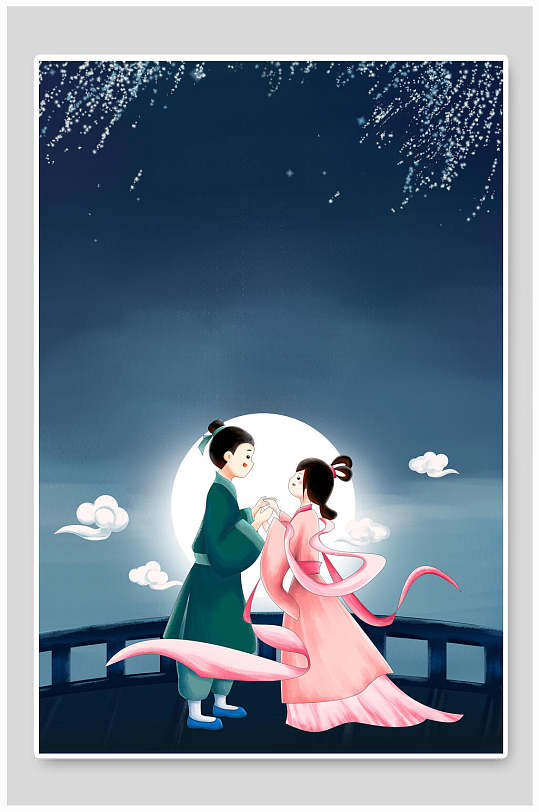 古风七夕情人节背景素材