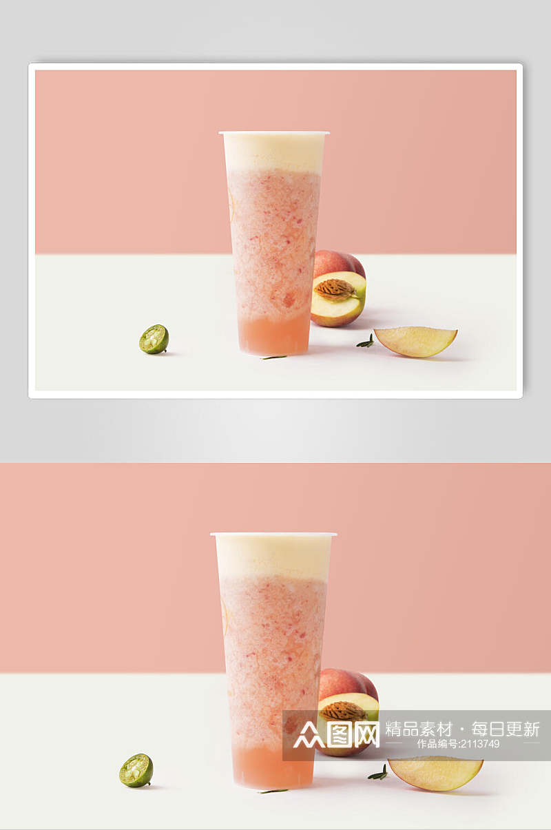 桃子果汁奶茶摄影图片素材