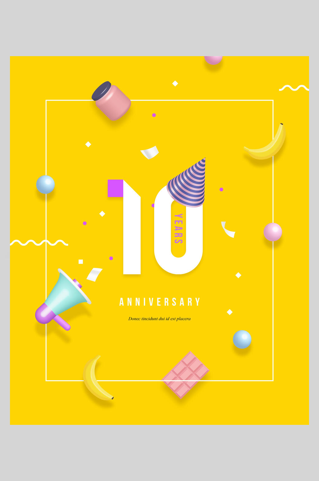 黄色可爱10周年庆海报素材