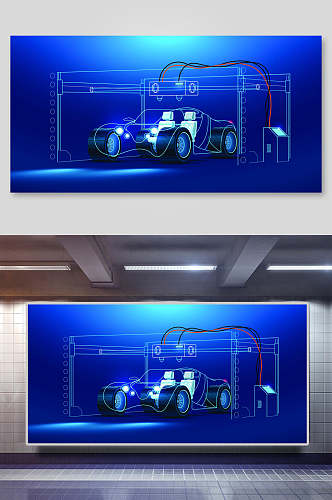 蓝色汽车电子数码科技UI矢量背景素材