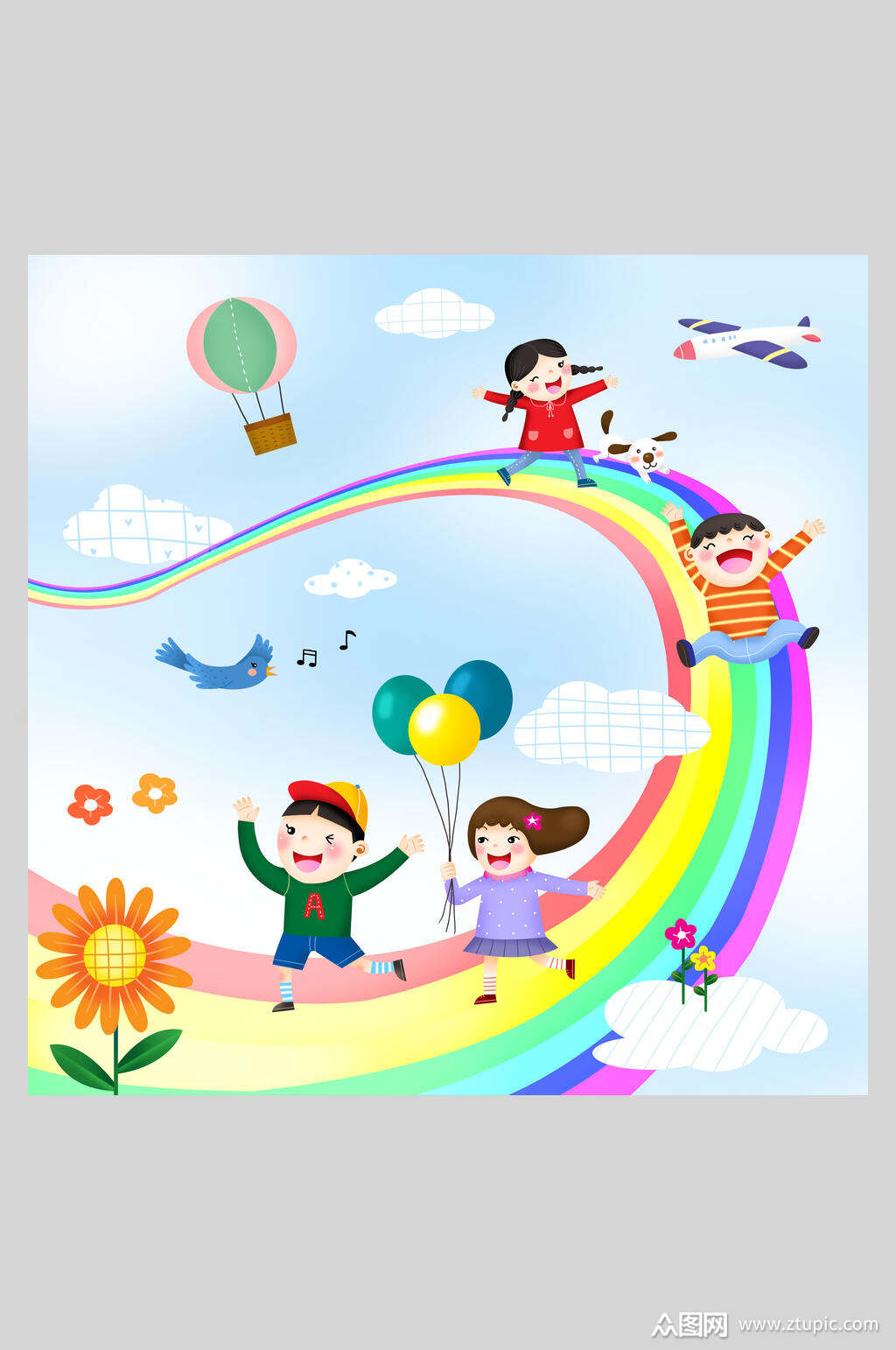炫彩手绘幼儿园壁画墙插画素材素材素材