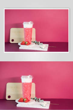 红色草莓果汁奶茶食物高清图片