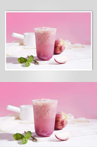 水蜜桃果汁奶茶食物高清图片