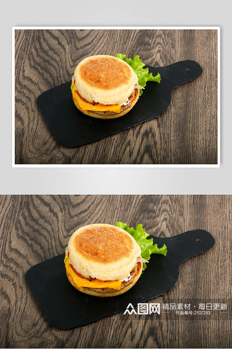 美味西餐金黄汉堡炸鸡食品图片素材