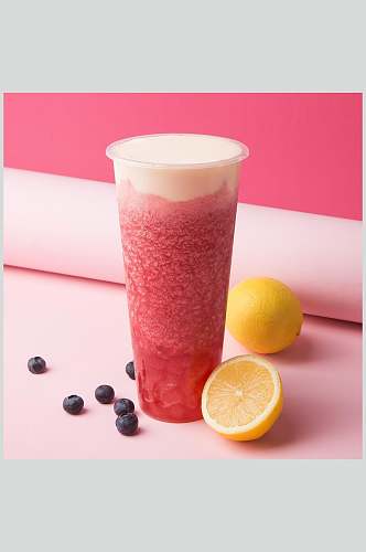 蓝莓柠檬奶茶食物摄影图片