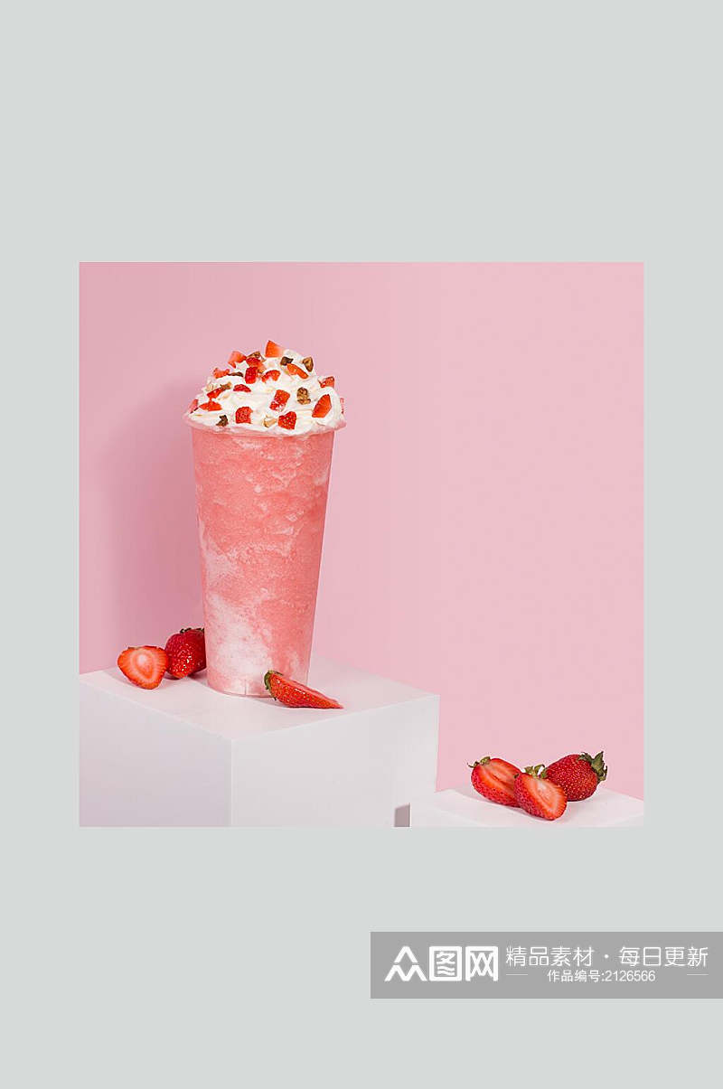 红色草莓奶茶摄影图片素材