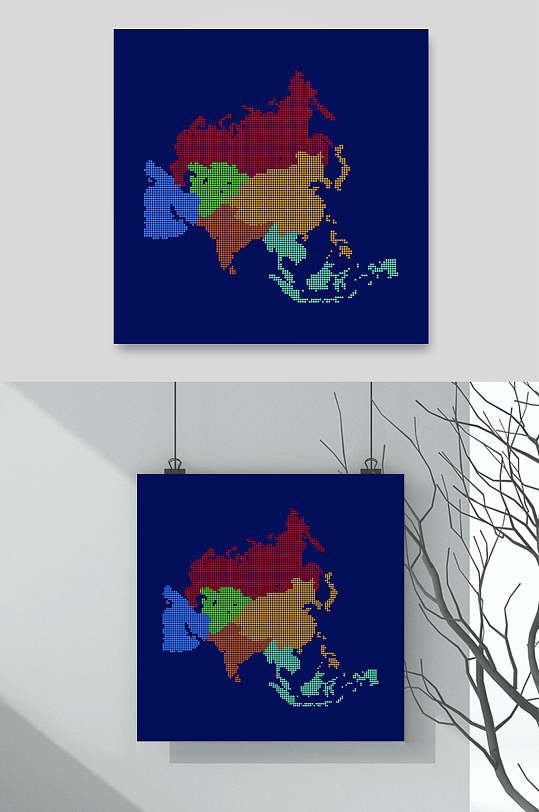 蓝底扁平化世界地图矢量背景素材