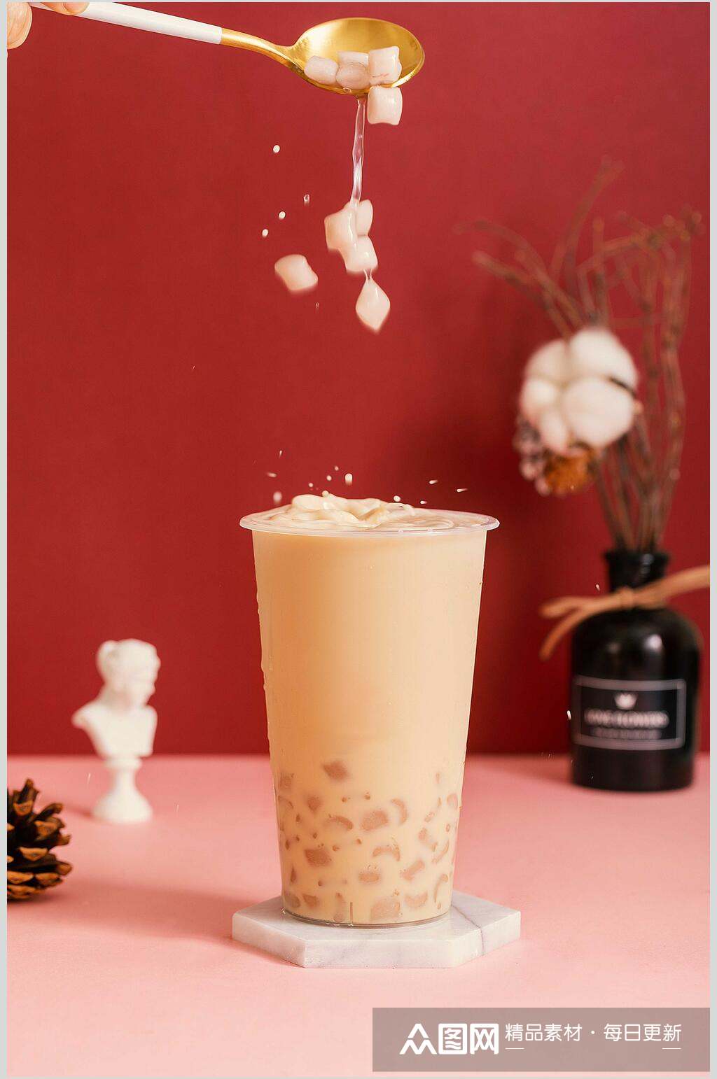 布丁果汁奶茶图片